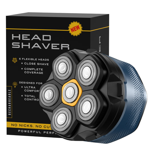 Electric Head Shaver - 6D Mens Cordless Rechargeable Wet/Dry Skull & Bald Head Waterproof Razor
