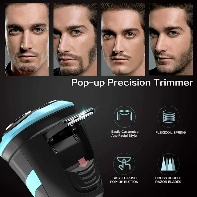 MAXT Electric Razor for Men Electric Shaver Face Shaver Rechargeable 100% Waterproof IPX7, Blue