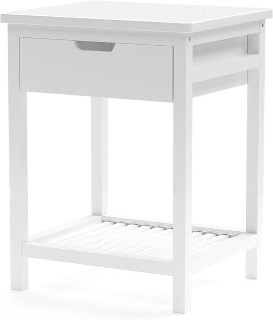 WTZ Nightstands Bamboo Night Stand Bedside Table MC538 White